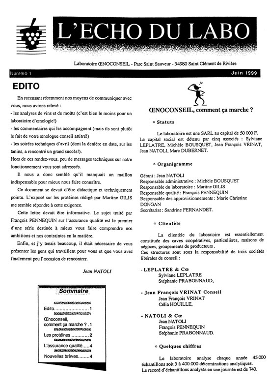 Echo N°1 Juin 1999