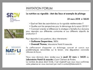 Forum La nutrition au vignoble