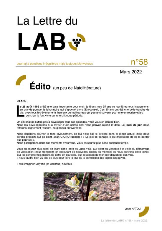 La Lettre du Labo n°58 - Mars 2022